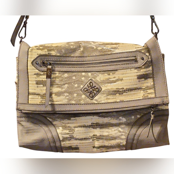 Simply Vera Vera Wang Handbags - Simply Vera Vera Wang Faux Snakeskin Convertible Crossbody Bag Neutral Grey